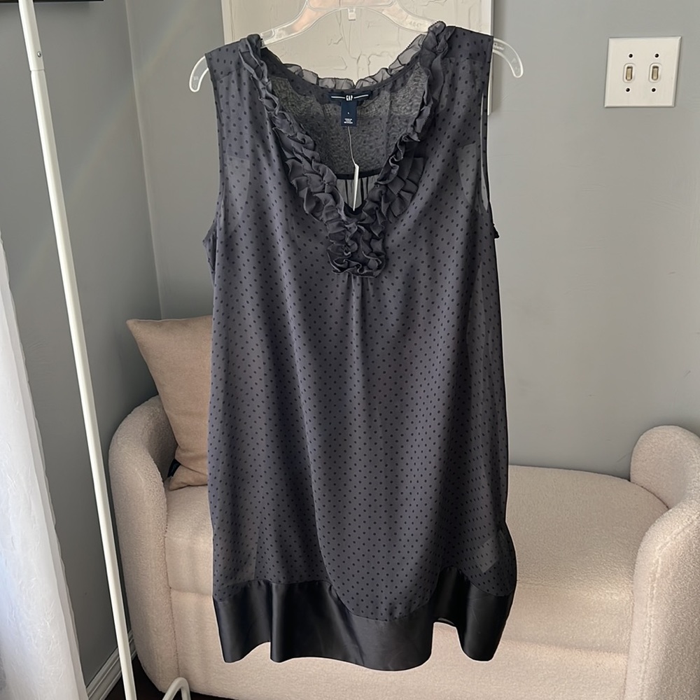 GAP Women’s Dots Dress Ruffle Accent Lightweight Size L NWT